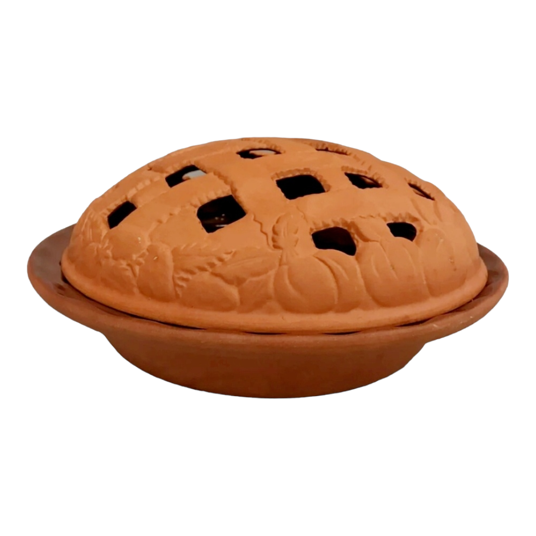 Vintage *Gourmet Terracotta Clay Pie Bakeware Dish w/ Lattace Top