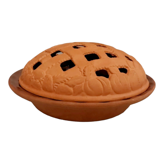 Vintage *Gourmet Terracotta Clay Pie Bakeware Dish w/ Lattace Top