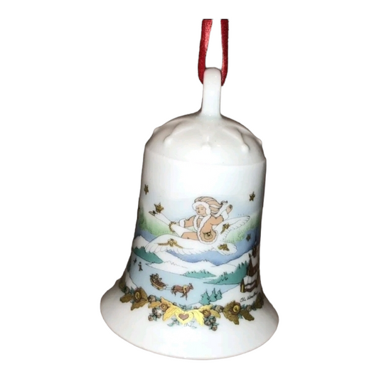 Hutschenreuther 1986 Porcelain Bell Ornament "Fjordland" by Ole Winther w/ Box