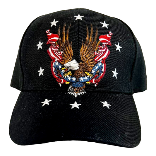 New *USA Eagle Flag Embroidered Black Baseball Cap/Hat