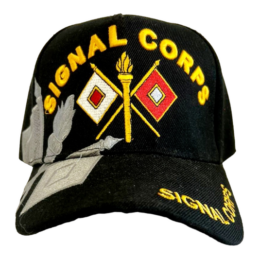 New *Signal Corps Embroidered Black Baseball Cap/Hat
