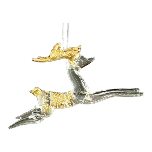 NIB *Two (2) Kurt S. Adler Spun Glass Flying REINDEER Ornaments