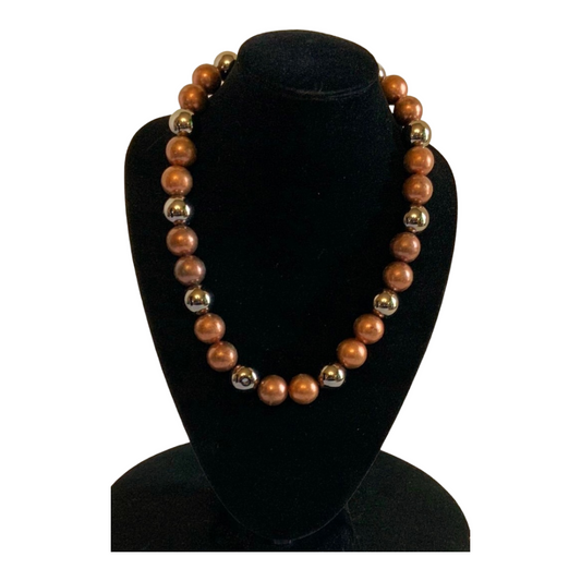 Beautiful *Copper & Silver Beaded Necklace