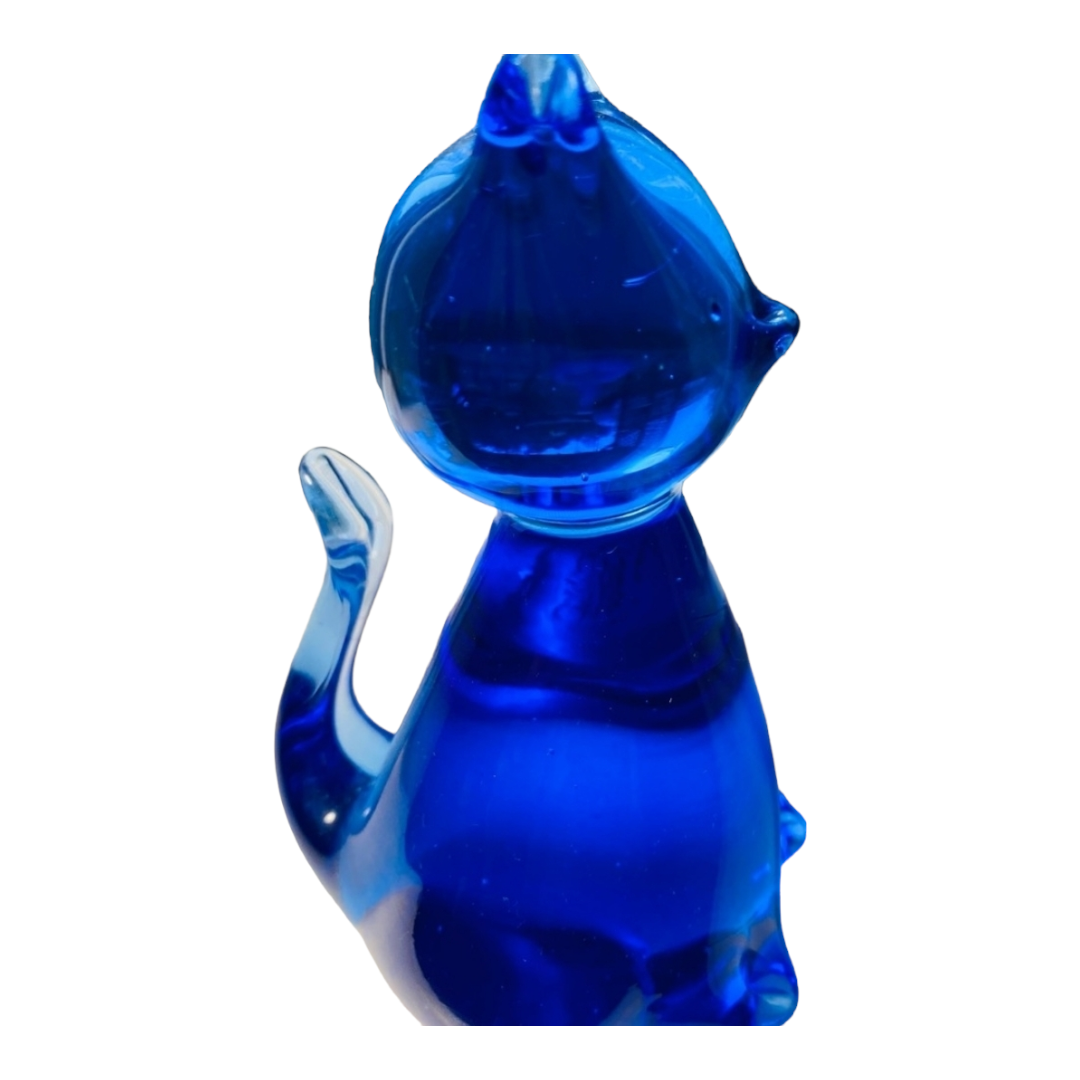 Vintage *Legands of Murano Blue Colbalt Crystal 4" Sitting Cat