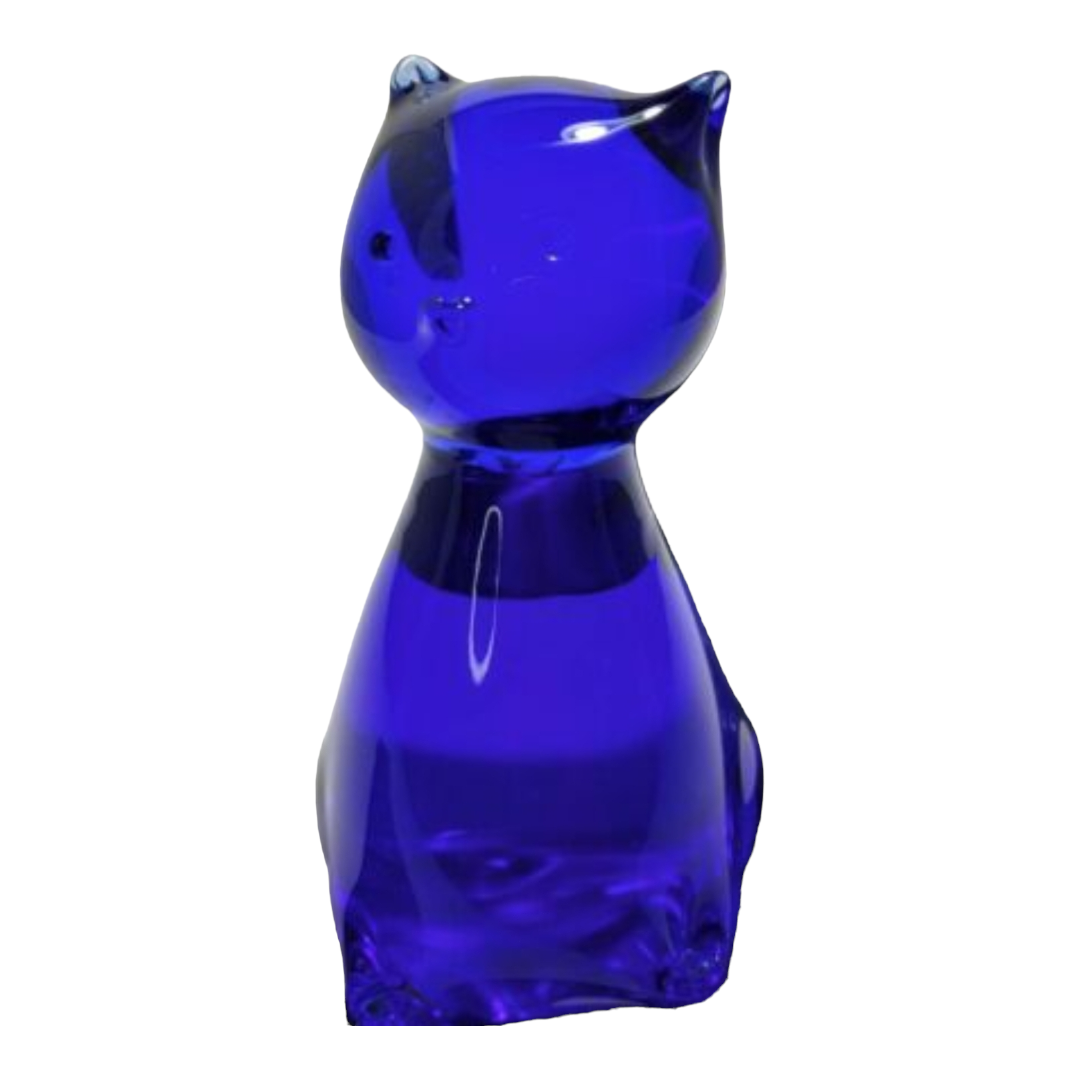 Vintage *Legands of Murano Blue Colbalt Crystal 4" Sitting Cat