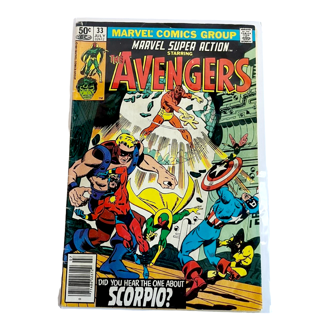 Three (3) Marvel Super Action Comics, Featuring The Avengers (#22, 33 & 37)