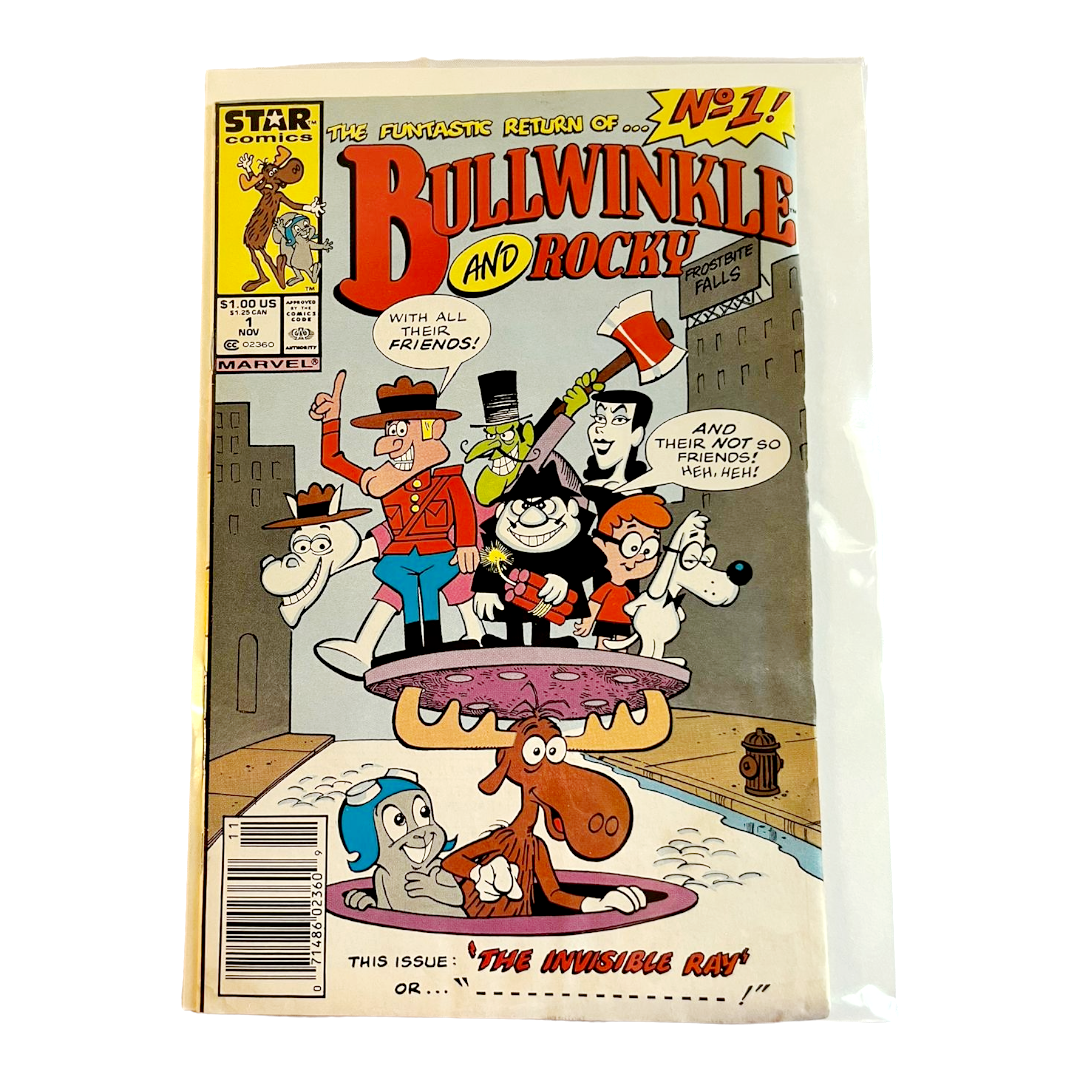 Nine (9) Vintage Marvel “Bullwinkle & Rocky” Comic Books #1 – 5