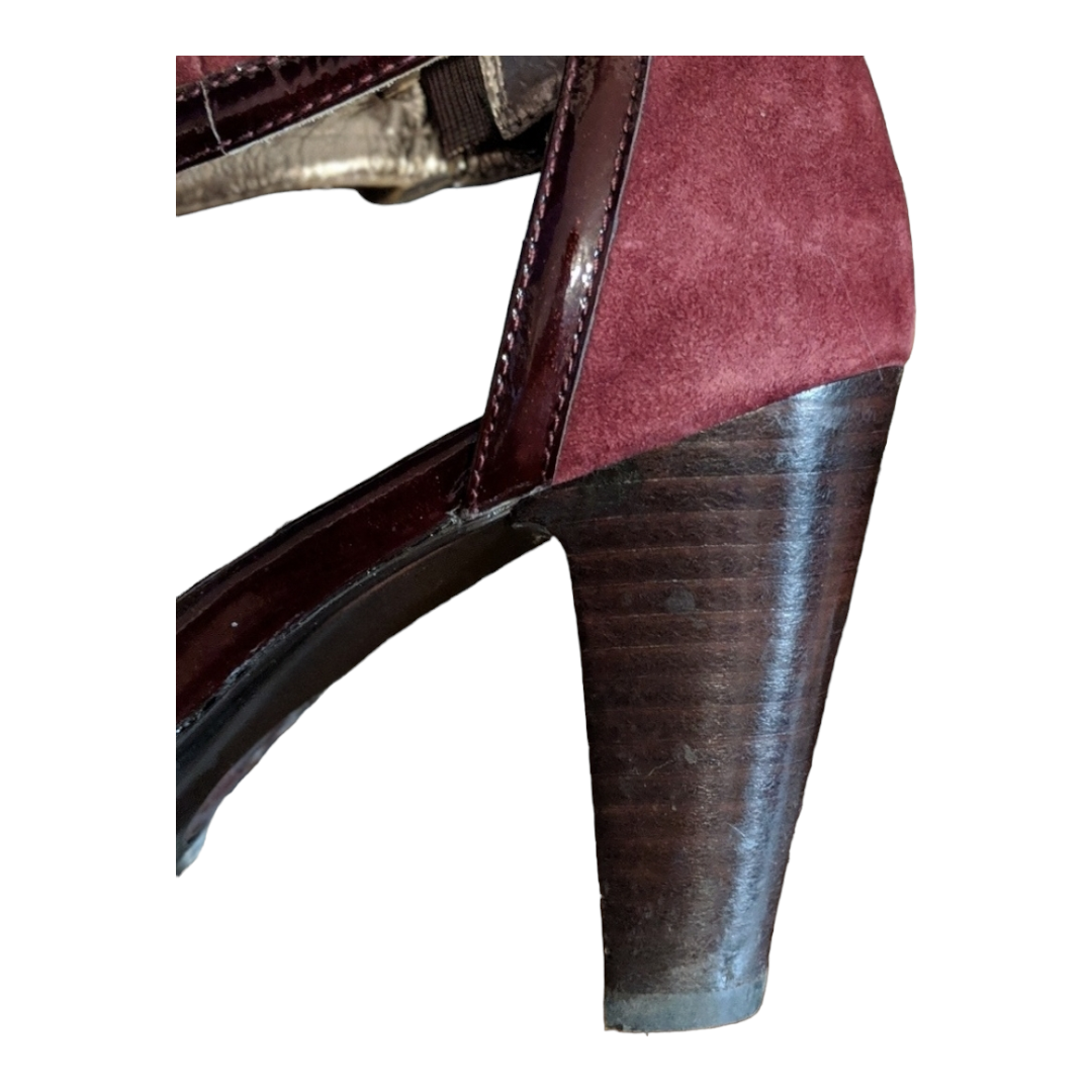 NIB *Sofft Gazelle Crimsom Dark Red Shoe Open Toe 2” Heel (Size 9)
