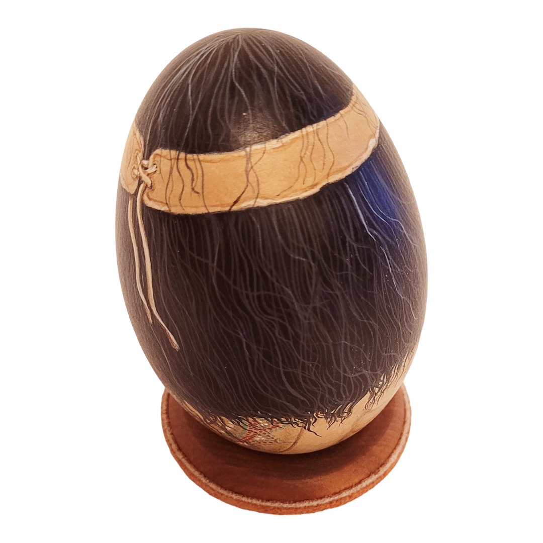 Stunning Hand-Painted “Native Portrait Emu Egg Art Work” Ltd. Ed., Date & Signed