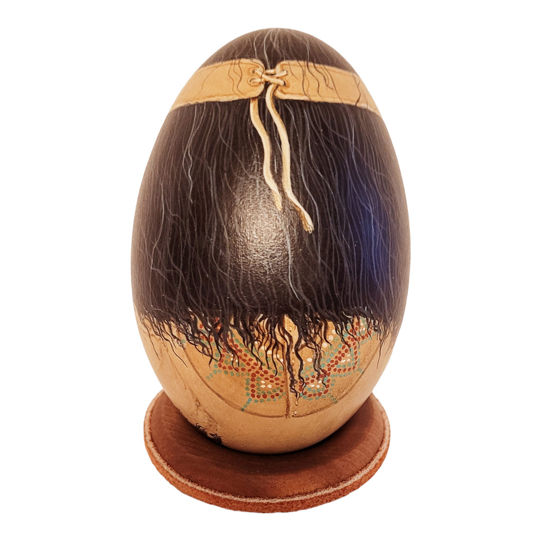 Stunning Hand-Painted “Native Portrait Emu Egg Art Work” Ltd. Ed., Date & Signed