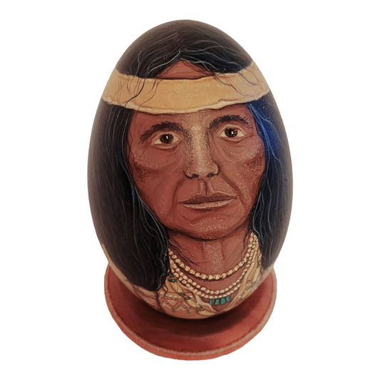 Stunning Hand-Painted “Native Portrait Emu Egg Art Work” Ltd. Ed., Date & Signed