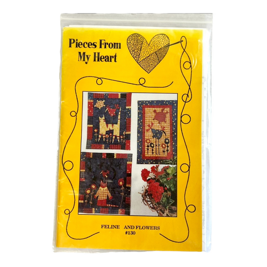 NEW “Feline & Flowers” #130 by Sandy Gervais (3) Cat Wall Hanging Quilt Patterns @1994