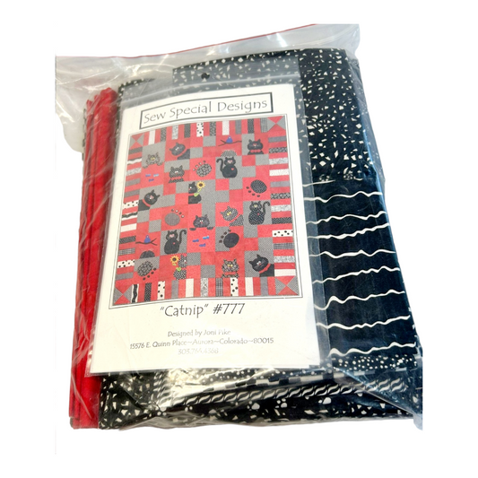 NEW “CatNip” Pattern #777: Quilt (52” x 60”) & Pillow 14” Square PLUS Material