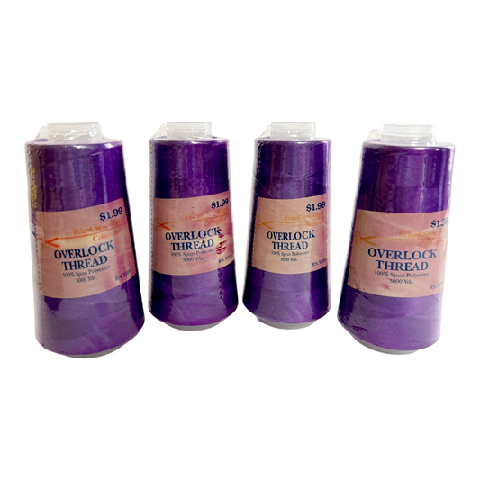 Four (4) *Overlock Thread Spools BLACKBERRY 100% Spun Poly /Each 3000 Yds
