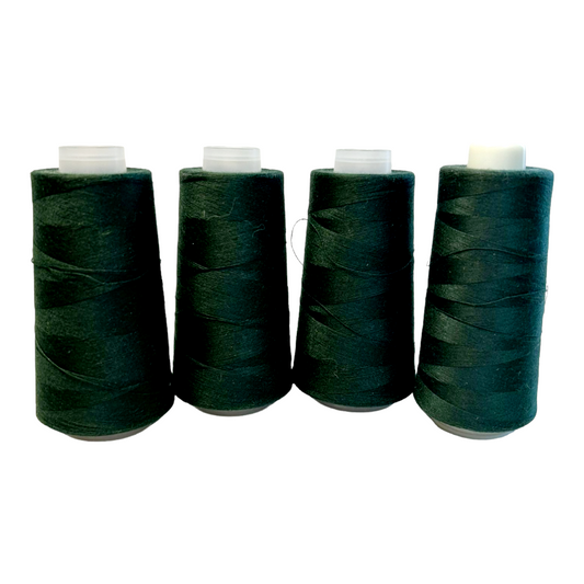 FOUR (4) *Overlock Thread Spools DARK GREEN 100% Spun Polyester /Each 3000 Yds