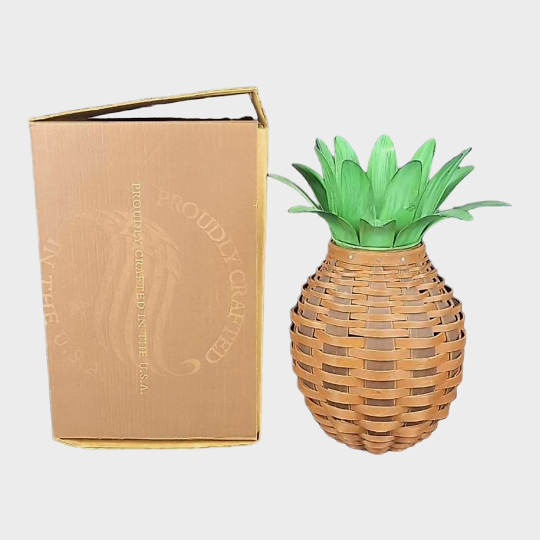 NEW *2011 Collector’s Club Longaberger Pineapple Basket w/ Green Metal Top & Box (11.5” x 6”)