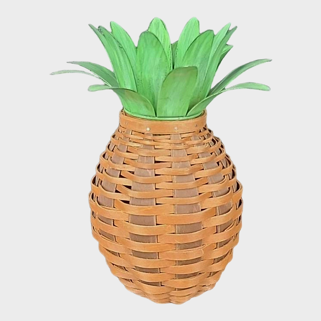 NEW *2011 Collector’s Club Longaberger Pineapple Basket w/ Green Metal Top & Box (11.5” x 6”)