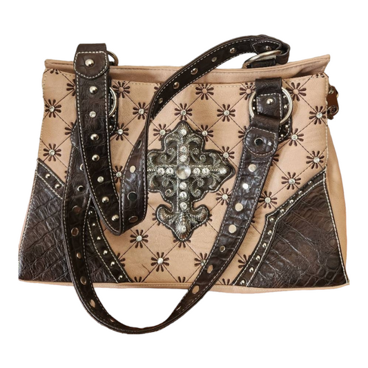 Cute *Rhinestone Cross Western Embroidered Handbag Purse