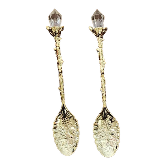 Two (2) *Matching Retro Style Crystal Spoons