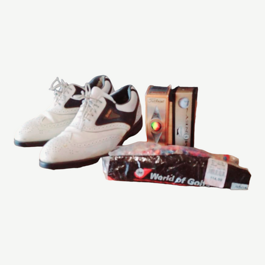 Dexter GOLF Shoes (sz11T) & Balls + Tees