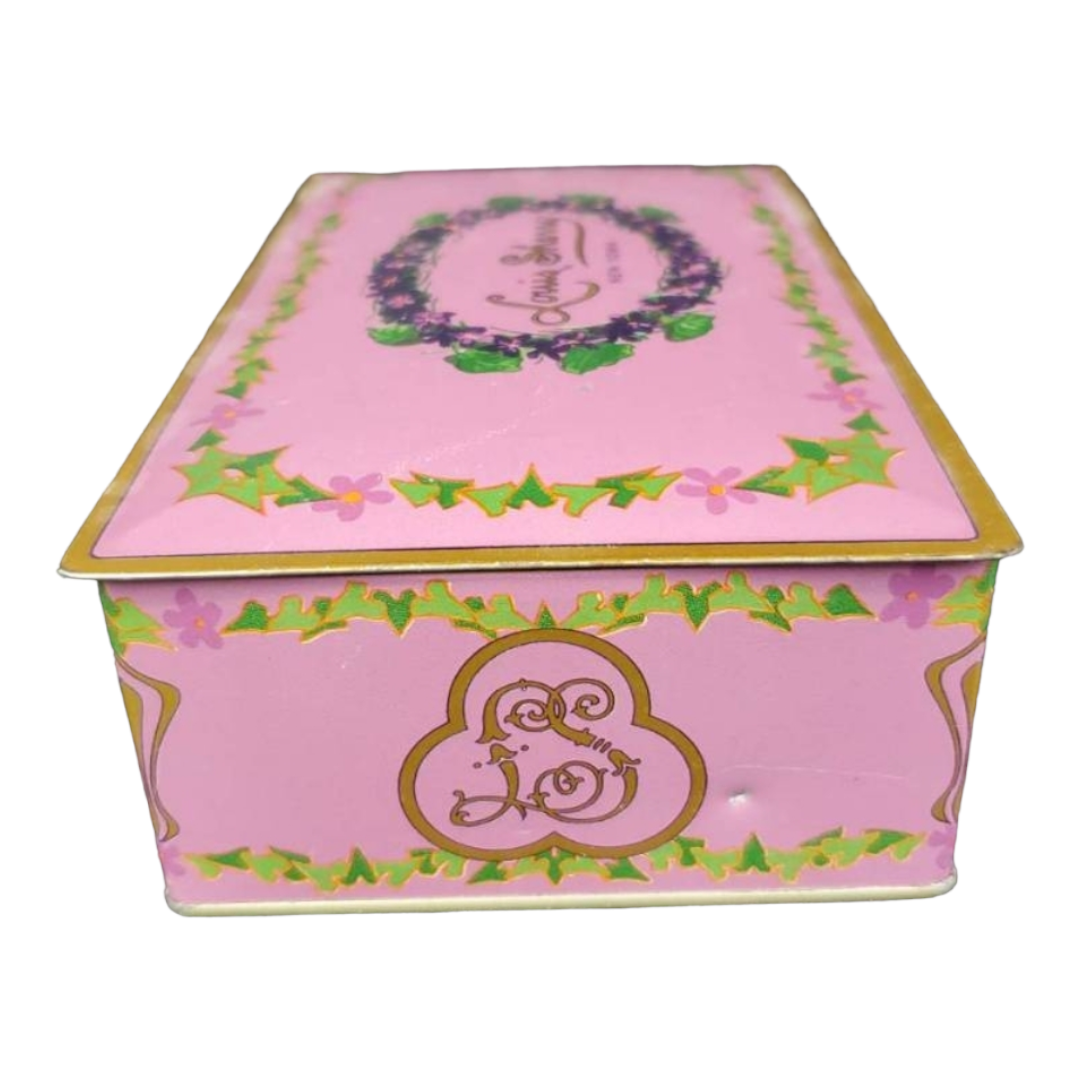 1920's Louis Sherry NY Can Co Pink Tin Metal Chocolate Box