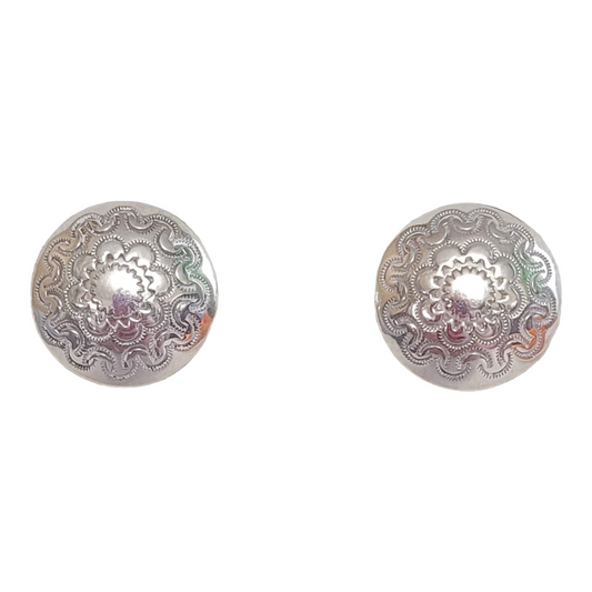 Vintage *Sterling Silver Stud Round Earrings SW Old Pawn