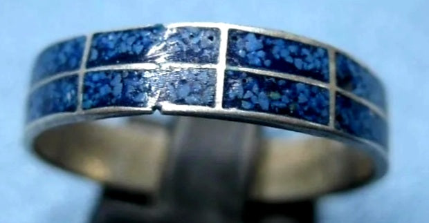 Cute - Blue Lapis Inlaid Block Ring (size 8 1/2)