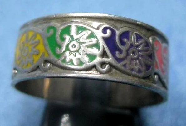 Colorful Flowers Surround Ring (size 10)