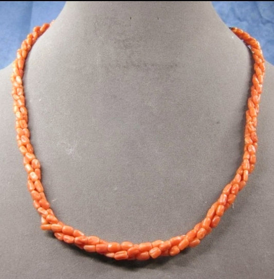 Stunning Vintage Sterling Silver Coral 22" Necklace (Hallmarked)