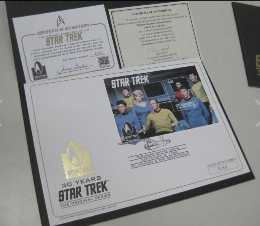 Star Trek 30th Anniv. COA & Sheets of Crew Stamps *MINT