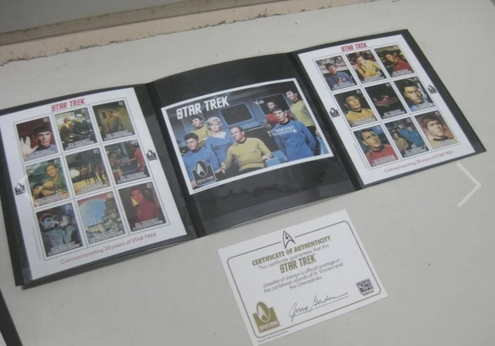 Star Trek 30th Anniv. COA & Sheets of Crew Stamps *MINT