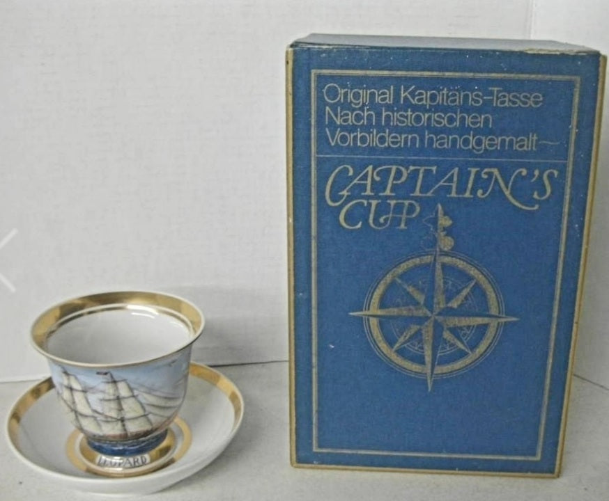 Captain's Cup 'LEOPARD' Porcelai  Hand Painted by A. Warning Corner Hamburg