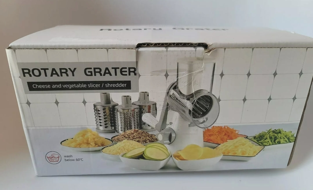 NIB Rotary Grater: Cheese & Vegetable Slicer/Shredder