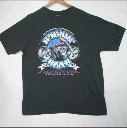 Black Vintage Laughlin 2003 Motorcycle Spring Run Biker Rally, size XL (used)