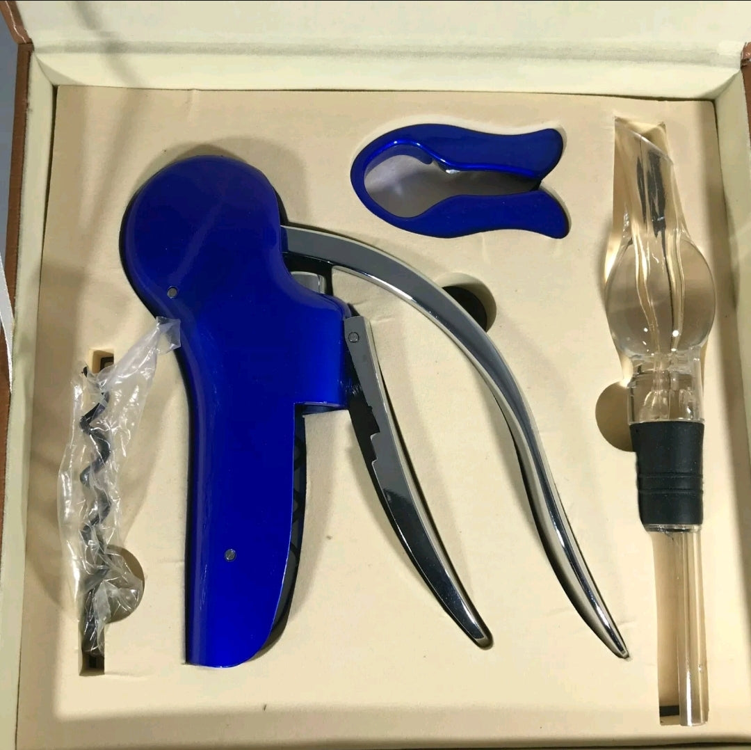 NEW Bistro Elite Wolfgang Puck 5pc Wine Set (Blue) NIOB