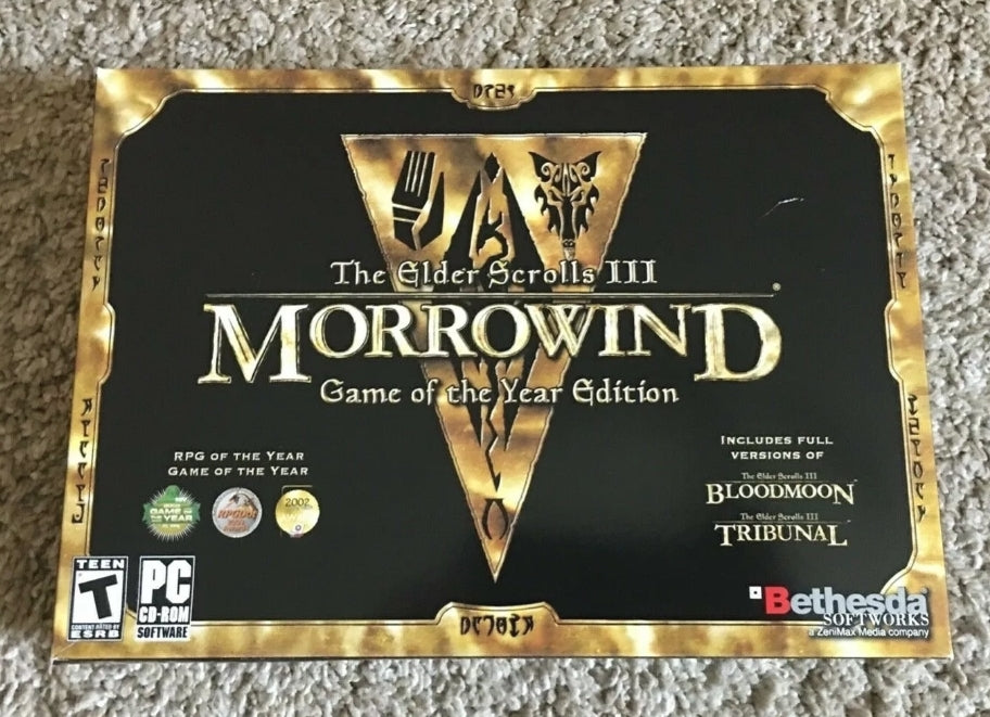 The Elder Scrolls 3: Morrowind Game Of The Year (PC, 2002) Vintage, Big Box RARE (used)