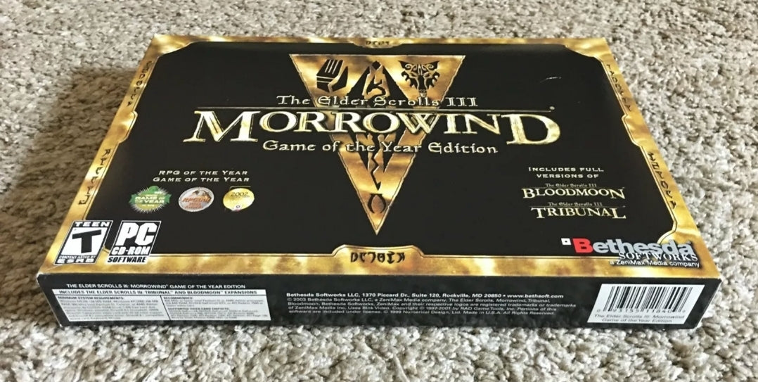 The Elder Scrolls 3: Morrowind Game Of The Year (PC, 2002) Vintage, Big Box RARE (used)
