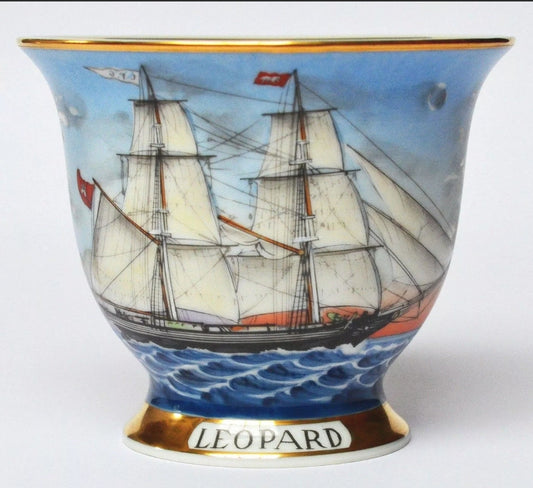 Captain's Cup 'LEOPARD' Porcelai  Hand Painted by A. Warning Corner Hamburg