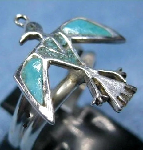 Sterling Silver Vintage Southwest Turquoise Bird Ring Hallmarked * Size 6 1/2