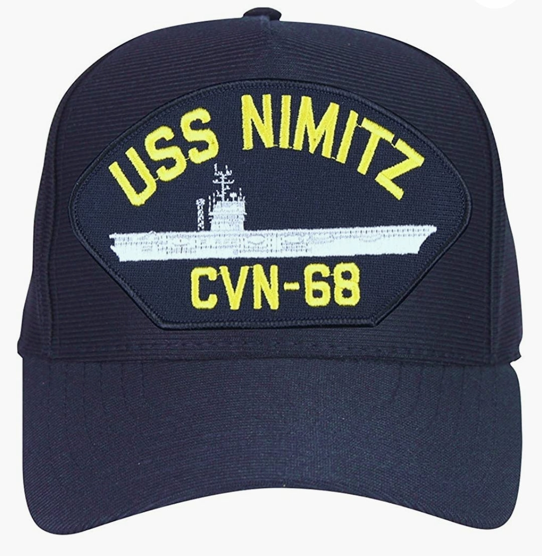 USS NIMITZ CVN-68 Black Embroidered Baseball Cap *NEW