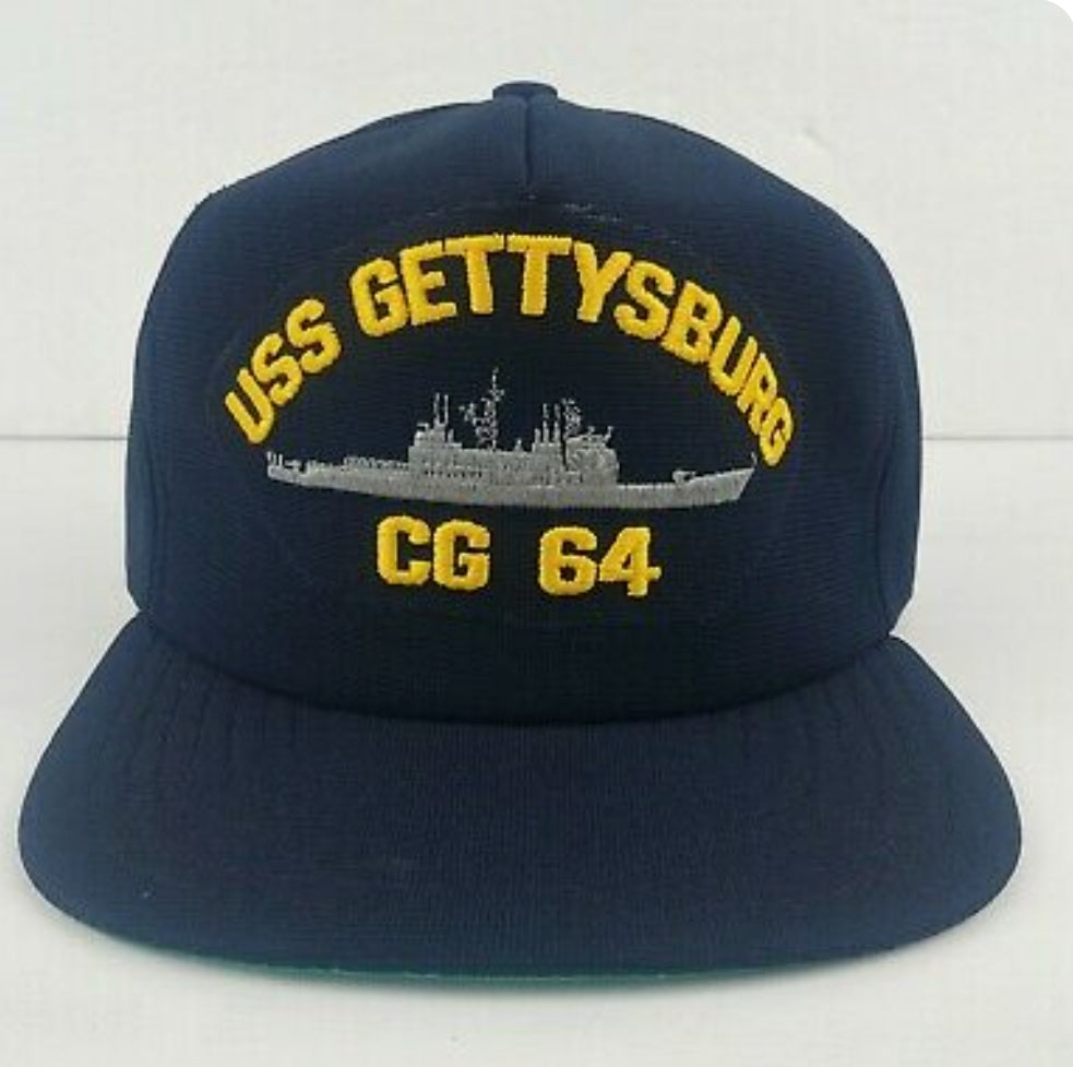 USS GETTYSBURG CG-64 Black Embroidered Baseball Cap *NEW