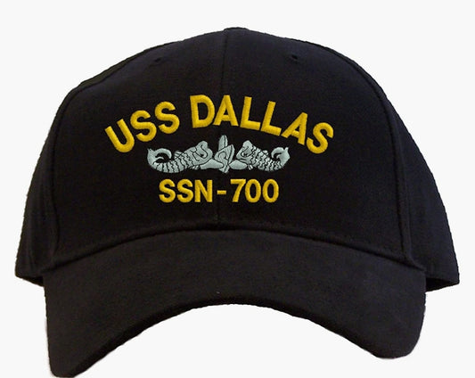 USS DALLAS SSN-700 Black Embroidered Baseball Cap *NEW