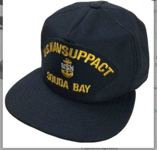 US NAVSUPPACT SOUDA BAY Black Embroidered Baseball Cap *NEW