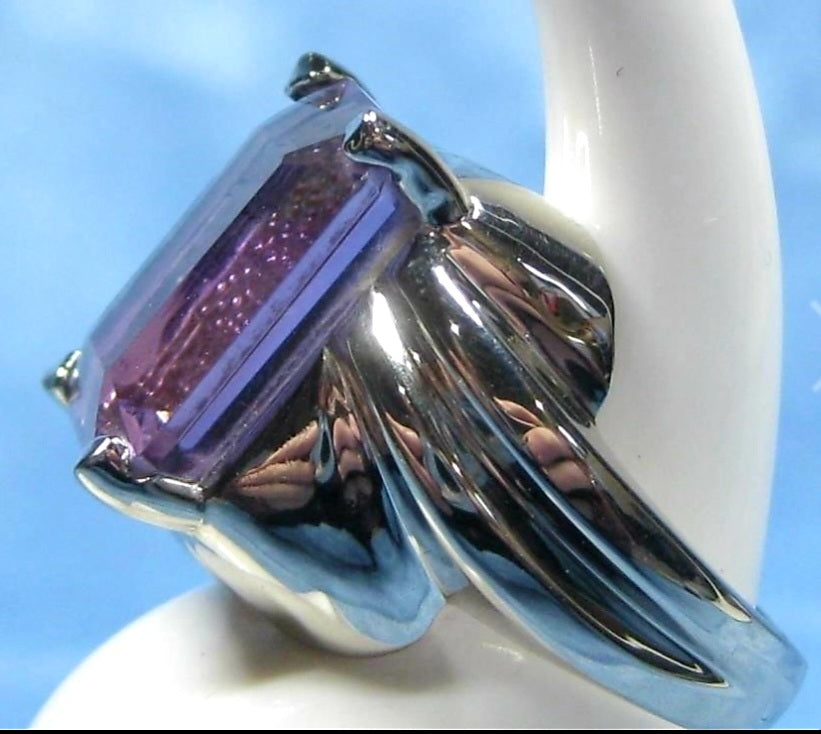 Beautiful Sterling Silver Ring with Ametrine Purple Stone *Size 7