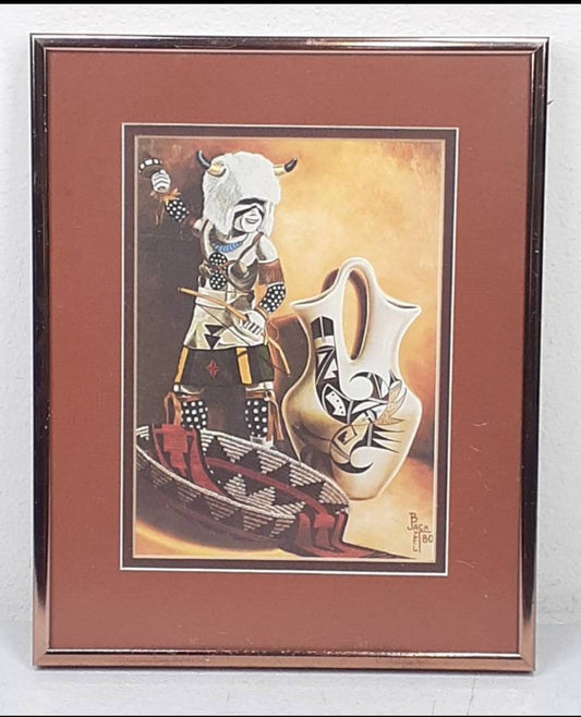 Framed Vintage Jack Bazel Print "White Buffalo" *1980c.