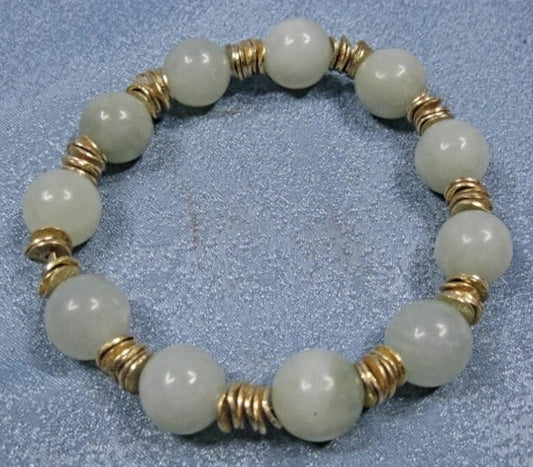 Beautiful Metal & Beaded Stone Stretch Bracelet