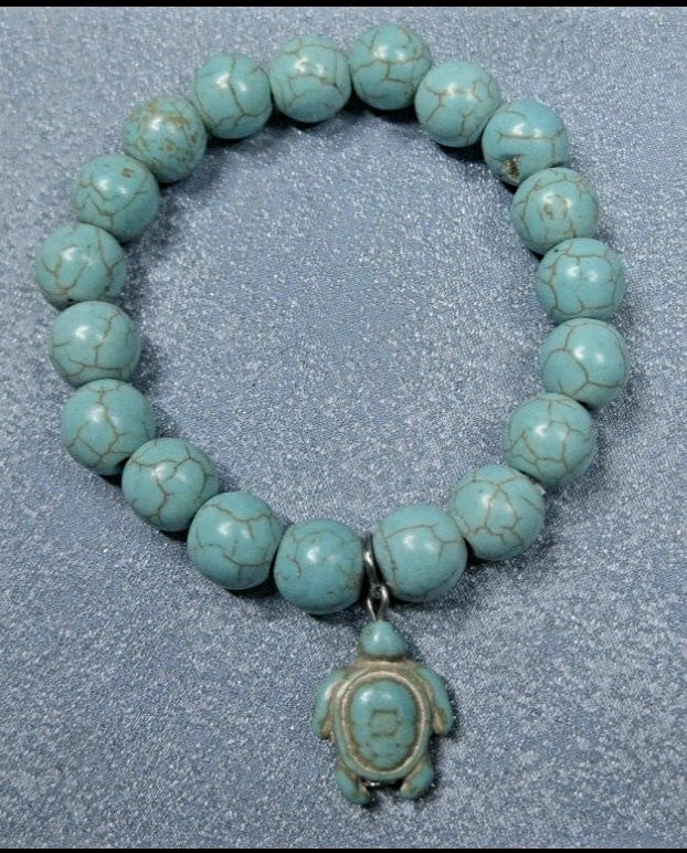 Chinese Turquoise Beaded Turtle Bracelet *Great