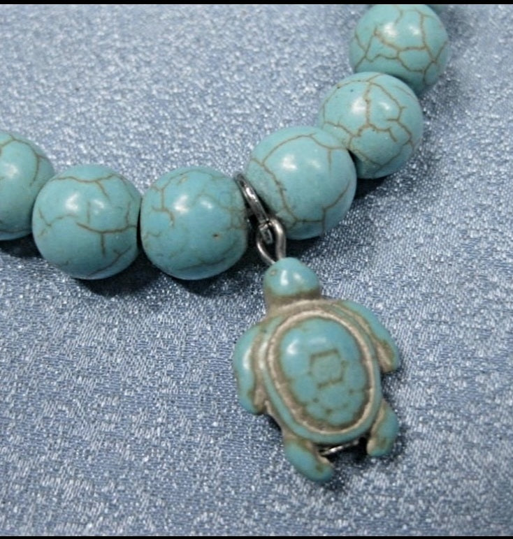 Chinese Turquoise Beaded Turtle Bracelet *Great