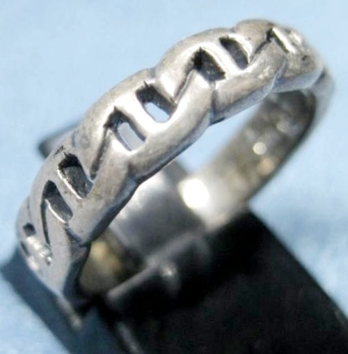 Vintage Oxidized Mariner Chain Link Wedding Ring 925 Sterling Silver Band *size7