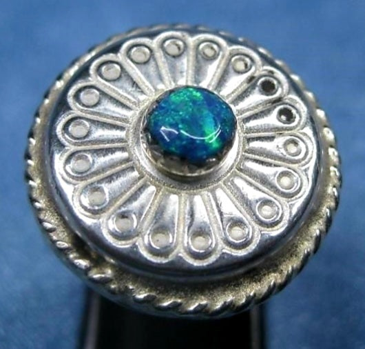 Dramatic Round Sterling Silver & Opal SW Statement Ring Hallmarked *sz8